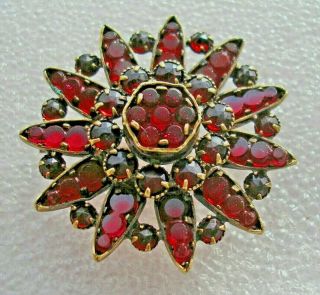 Lovely antique Art Deco red Vauxhall mirrored glass star brooch 3