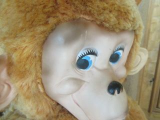 Vintage Giant Rubber Face Monkey Stuffed Animal Plush Rushton Style 38” 50 ' s/60 ' 4