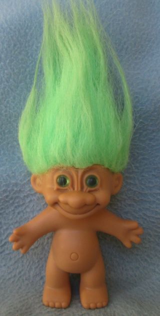 Vintage Russ Troll Doll 4.  5 " Figure Lime Green Hair