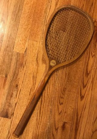 Antique Early 1900’s Spalding Wooden Tennis Racket Racquet Rare Sports Decor