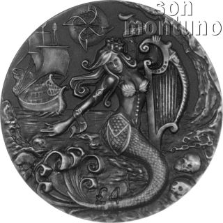 The Siren - Mythical Creatures Series - 2oz Antique Finish Silver Coin 2018 Biot