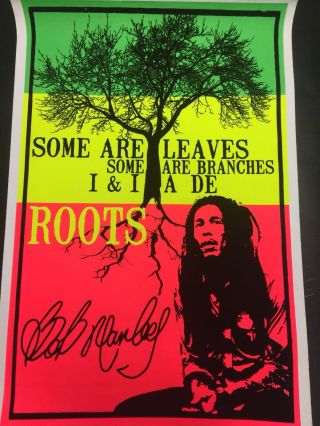 Bob Marley Rasta 420 Roots Vintage Blacklight Poster Rare