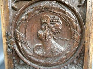 16th Century Oak Carved Portrait Romayne Panel