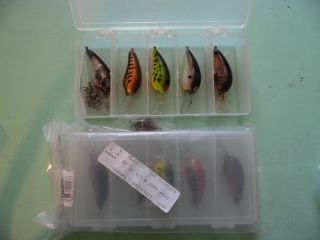 Vintage 2 Plastic Boxes With 5 Deep Baby 1/4 Oz.  Lures In Each