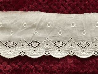 Vintage French Embroidered Lace Trim Edging 2.  5 Yards By 3 1/2 "