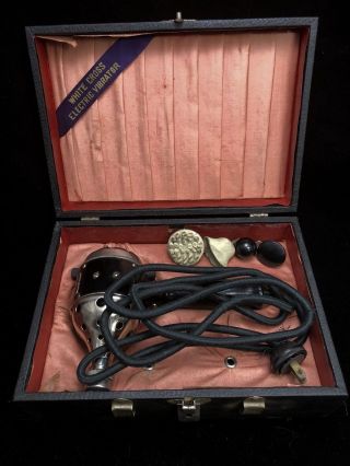 White Cross Antique Electric Vibrator Model 21 Quack Medicine Attatchments Case