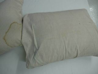 2 Vintage Primitive Blue Stripe Ticking Feather Pillows Down Antique Old Country 5