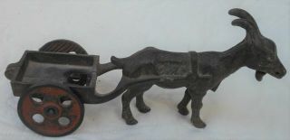 Great Antique Cast Iron Goat Cart Toy