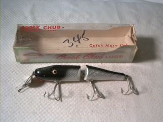 Vintage Wood Fishing Lure Creek Chub Jointed Pikie Silver Shiner W/ Box Te