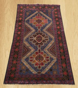 Hand Knotted Geometric Afghan Balouch Oriental Wool Area Rug 5 X 3 (7774)