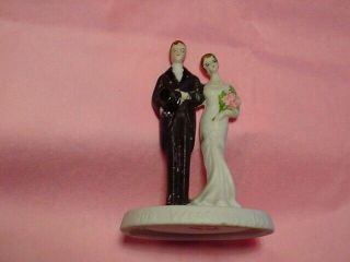 Vintage Bisque Bride & Groom Wedding Cake Topper Antique 1920 1930 3