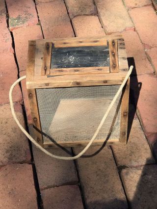 Vintage Wooden Frog/Cricket Bait Box Cage Handmade 2