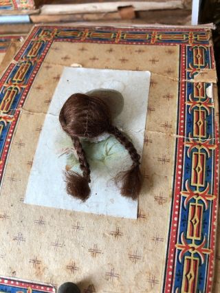 Antique Style Vintage Brown Teenie Tiny Mohair Doll Wig