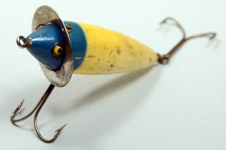 Vintage Heddon 210 Surface Blue Head Minnow Fishing Lure Bait Glass Eyes