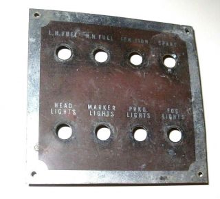 Antique Old Vintage Truck Dashboard Part Push Button Metal Face Cover Board