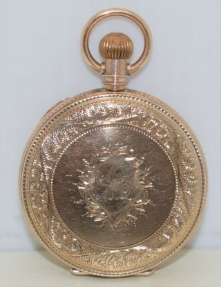 Vintage ELGIN Pocket Watch 6s 7j c.  1888 IN BROOKLYN EAGLE 8K GOLD Hunting Case 2