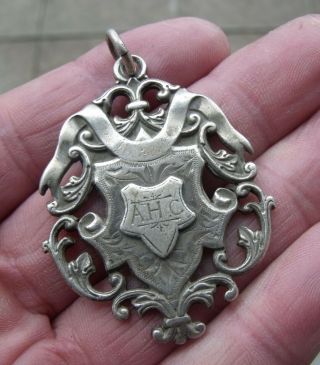 Large Size Antique 1918 Sterling Silver Pocket Watch Chain Fob.