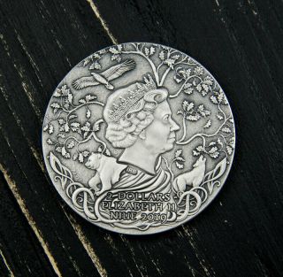 Svetovid Slavic Gods 2oz Antique Finish Silver Coin 2$ Niue 2019 2