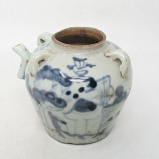 A290: Chinese Pot Of Old Blue - And - White Porcelain With Appropriate Work And Tone