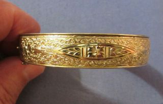 Antique 1/20 10k Gold Filled Bangle Bracelet Elegant Design 7 Inch Interior