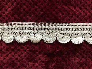 Antique French Crochet Lace Edging 1.  75 Yard By 2 1/4 "