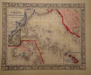 Vintage 1860 Australia - South Pacific Map Old Antique Atlas Map 122015