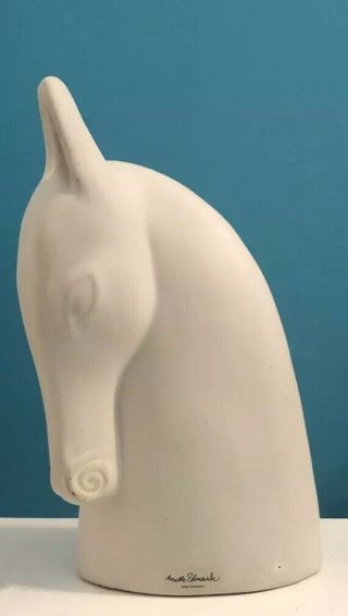Vtg White Anette Edmark Sweden Glazed Horse Head Sculpture Danish Modern