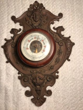 Antique Ornate Iron Barometer Germany