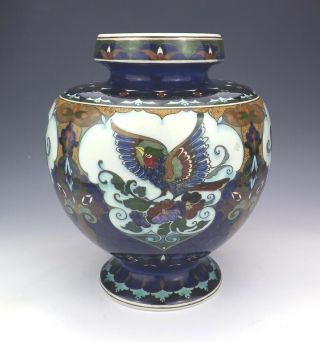 Antique Rozenburg Den Haag Dutch Pottery - Large Hand Painted Vase - Art Deco
