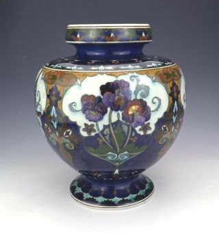 Antique Rozenburg Den Haag Dutch Pottery - Large Hand Painted Vase - Art Deco 3