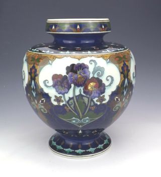 Antique Rozenburg Den Haag Dutch Pottery - Large Hand Painted Vase - Art Deco 4