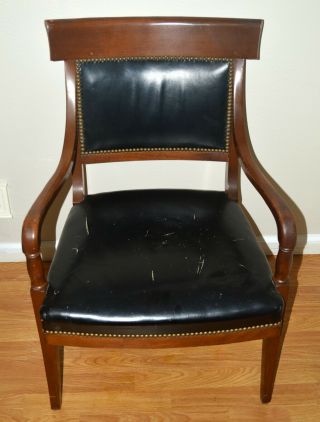 ANTIQUE U.  S.  HOUSE OF REPRESENTATIVES 1930 ' WOODEN LEATHER CHAIR 3