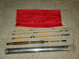 Vintage Wright Mcgill Travel Pack Fishing Rod Old Bass Bait Trout Lures
