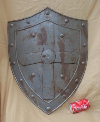 European Medieval Shield Antique Crusader Knight Armor Full Size With Hand Grip
