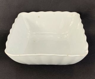 Antique Alfred Meakin Royal Ironstone Fluted Bowl 8 1/4 " Square White Flaws