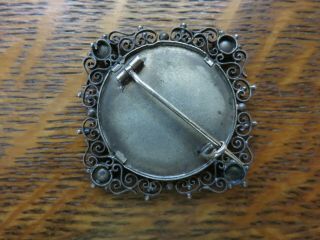 Antique Silver Filigree Inlay Pin - Italy 2