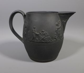Rare Antique Georgian E.  J.  Birch & Co.  Black Basalt Ceramic Cream Jug 1796 - 1814