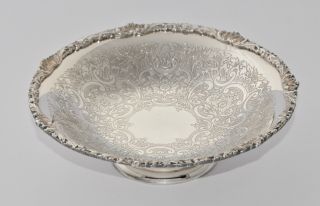 Vintage Strachan Silver Plate Footed Bonbon Bowl / Dish - Etched & Shell 16.  5cm