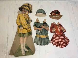 Vtg Large 19 " Paper Doll With 6 Dresses And Hats