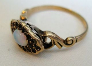 Antique Victorian 14kt Solid Gold Opal Garnet Ring Sz5.  5 Small Setting