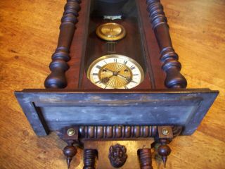 Antique 19th Century Hamburg American Clock Company Oak Wall Clock Eagle Final 3