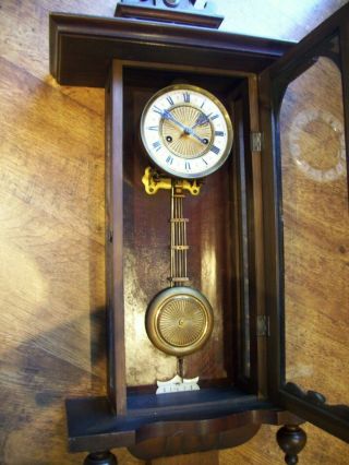 Antique 19th Century Hamburg American Clock Company Oak Wall Clock Eagle Final 4