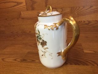 Antique Haviland Limoges H&Co 8” Coffee/Tea Pot - w/Gold Trim 2