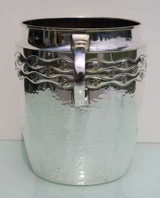 Arts & Crafts hammered silver plated wine champagne cooler probably by Orivit 5