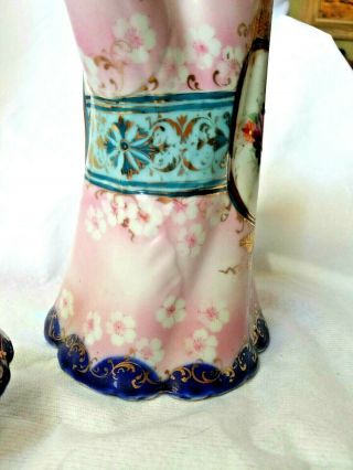 Antique Unmarked Nippon Moriage Hand Painted Apple Blossom Chocolate Coffee Pot 6