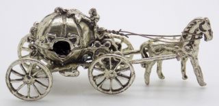 Vintage Solid Silver Italian Made Princess Carriage Miniature,  Figurine,  Stamped