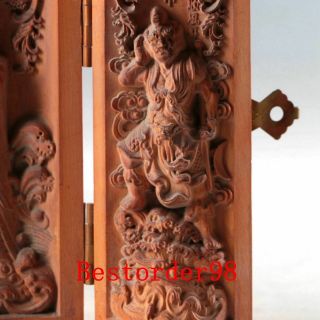 Chinese Wood Handwork Carved Sea Mazu Three Open Box CC0187 4