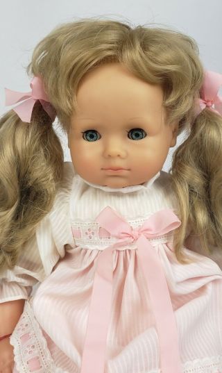 Vtg Gotz Puppe Doll 18” Baby Girl Blonde Ponytail Blue Eyes Open Close 3