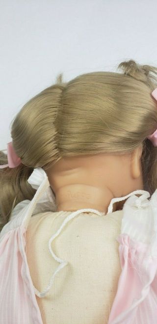Vtg Gotz Puppe Doll 18” Baby Girl Blonde Ponytail Blue Eyes Open Close 4