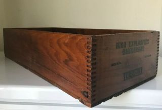 Vintage Wooden Dupont High Explosives Crate Special Gelatin Dovetail Wood Box 2